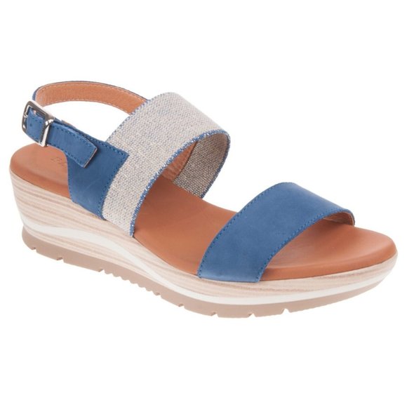 Paula Urban Shoes - Paula Urban Sandal with Suede - Tan & Marino Blue Size 6.5 Style - 1-8086 - NIB